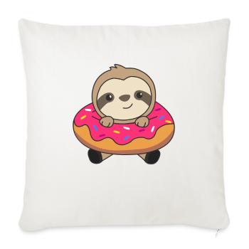 Mignon paresseux drôles d’animaux en rose beignet - Housse de coussin décorative 45 x 45 cm - blanc nature - Devant