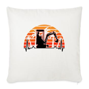 Excavator Operator Heartbeat Retro Excavator Excavator Driver - Sofa pillowcase 17,3'' x 17,3'' (45 x 45 cm) - natural white - Front