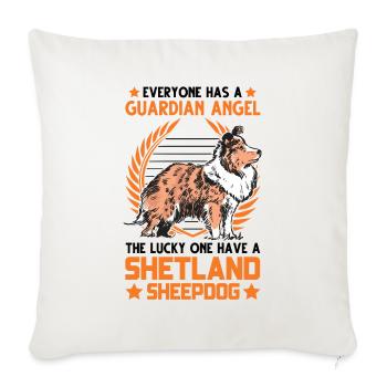 Sheltie Ange Gardien Chien de troupeau Shetland Sheepdog - Housse de coussin décorative 45 x 45 cm - blanc nature - Devant