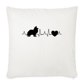 Sheltie Heartbeat Chien de troupeau Shetland Sheepdog - Housse de coussin décorative 45 x 45 cm - blanc nature - Devant
