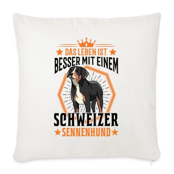 Schweizer Sennenhund Leben Schweizer Hund - Sofakissenbezug 45 x 45 cm - Naturweiß  - Vorne