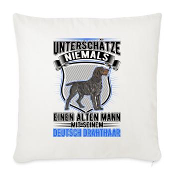 Deutsch Drahthaar Alter Mann German Wirehaired - Sofakissenbezug 45 x 45 cm - Naturweiß  - Vorne
