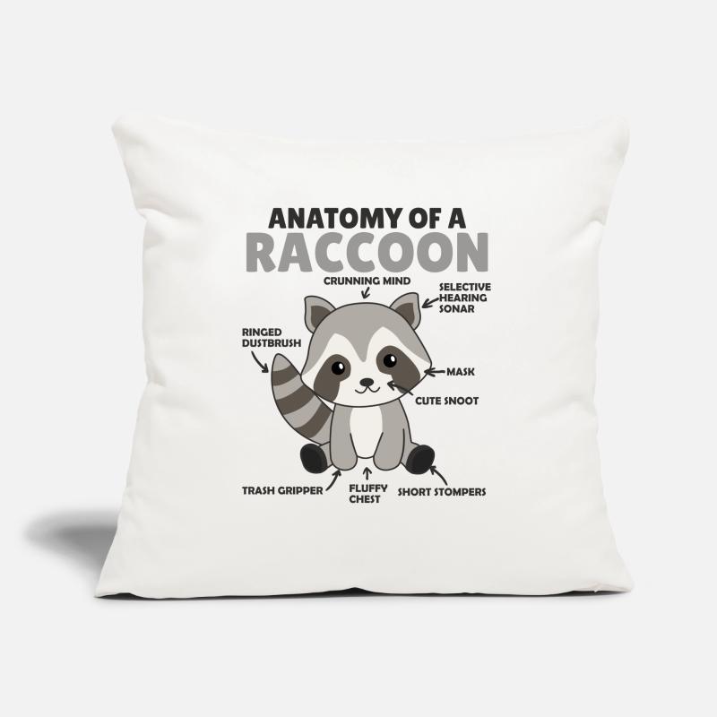 explication du raton laveur doux Anatomie d’un raton laveur Housse de coussin décorative 45 x 45 cm