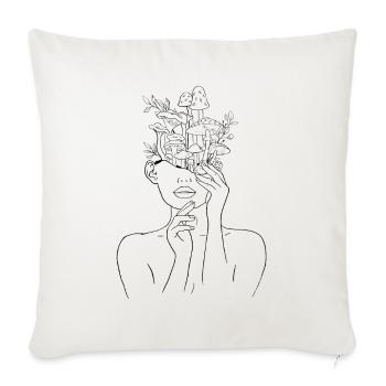 Cottagecore Aesthetic Line Art Mushroom Face - Sofa pillowcase 17,3'' x 17,3'' (45 x 45 cm) - natural white - Front