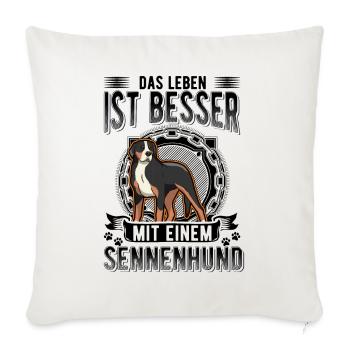 Großer Schweizer Sennenhund - Sofakissenbezug 45 x 45 cm - Naturweiß  - Vorne