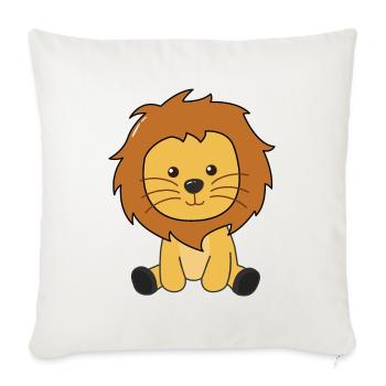 Lion mignon animaux pour les enfants Roi Lion - Housse de coussin décorative 45 x 45 cm - blanc nature - Devant