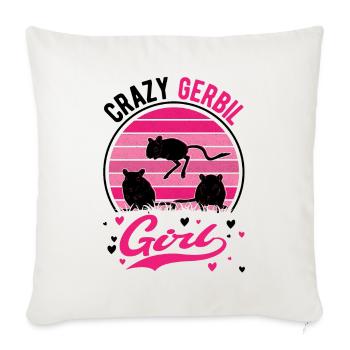 Crazy Gerbil Girl Racing Rat Gerbil - Sofa pillowcase 17,3'' x 17,3'' (45 x 45 cm) - natural white - Front