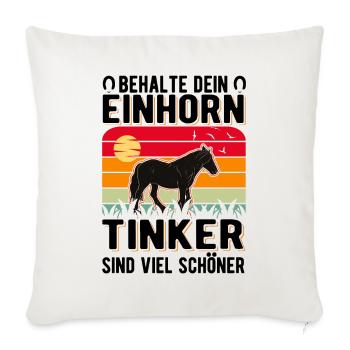 Irish Tinker Pferd Einhorn Tinkerpferd - Sofakissenbezug 45 x 45 cm - Naturweiß  - Vorne