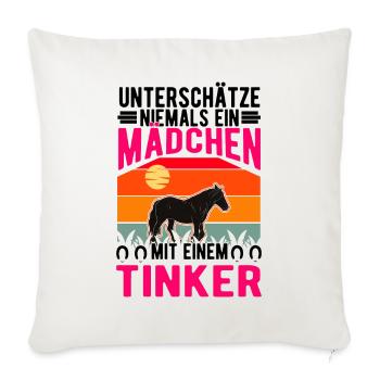 Irish Tinker Pferd Mädchen Tinkerpferd - Sofakissenbezug 45 x 45 cm - Naturweiß  - Vorne