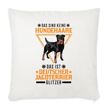 Deutscher Jagdterrier Glitzer - Sofakissenbezug 45 x 45 cm - Naturweiß  - Vorne