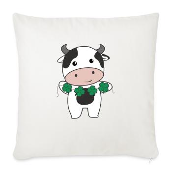 Cow with shamrocks cute animals for happiness - Sofa pillowcase 17,3'' x 17,3'' (45 x 45 cm) - natural white - Front