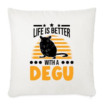La vie est meilleure avec un Degu - Housse de coussin décorative 45 x 45 cm - blanc nature - Devant