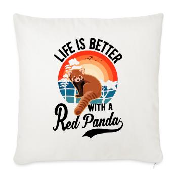 La vie est meilleure avec un panda roux roter panda - Housse de coussin décorative 45 x 45 cm - blanc nature - Devant