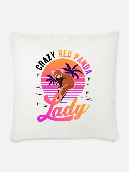 Crazy Red Panda dame Roter Panda - Sierkussenhoes, 45 x 45 cm - natuurwit