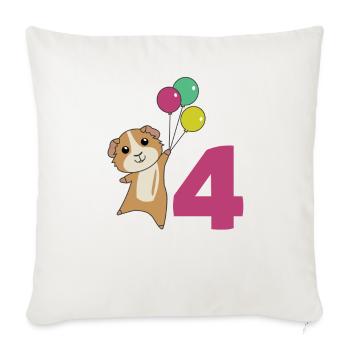 Ballons de quatrième anniversaire de cochon d’Inde - Housse de coussin décorative 45 x 45 cm - blanc nature - Devant