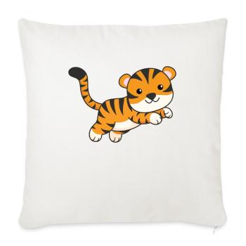 Tiger big cat cute animals for children - Sofa pillowcase 17,3'' x 17,3'' (45 x 45 cm) - natural white - Front