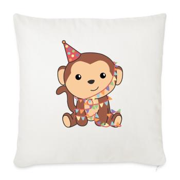 Singe pour anniversaire pour les enfants un anniversaire - Housse de coussin décorative 45 x 45 cm - blanc nature - Devant