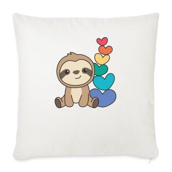 Rainbow Flag Gay Pride LGBTQ Herzen Faultier - Sofakissenbezug 45 x 45 cm - Naturweiß  - Vorne