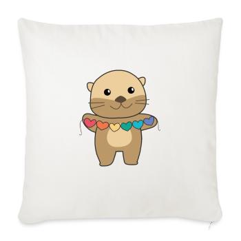 Rainbow Flag Gay Pride LGBTQ Herzen Otter - Sofakissenbezug 45 x 45 cm - Naturweiß  - Vorne