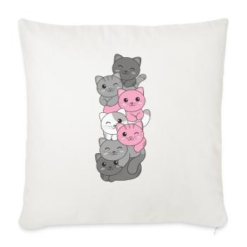 Demigirl Flag cat Pride LGBTQ cute cat - Sofa pillowcase 17,3'' x 17,3'' (45 x 45 cm) - natural white - Front