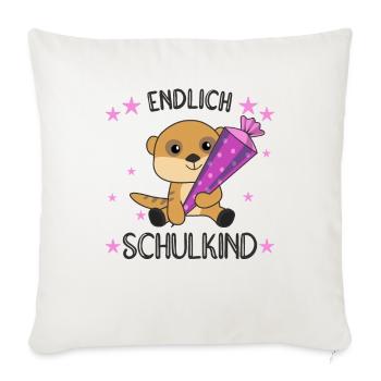 Erdmännchen Schule Einschulung Kita 2021 Schulkind - Sofakissenbezug 45 x 45 cm - Naturweiß  - Vorne