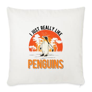 J’aime vraiment Penguins Penguin - Housse de coussin décorative 45 x 45 cm - blanc nature - Devant