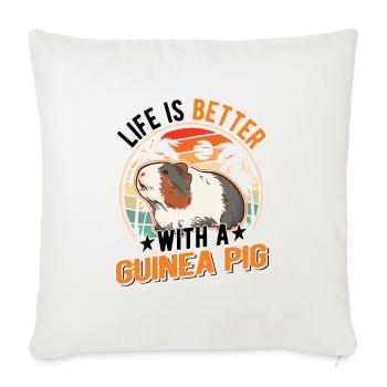 La vie est meilleure avec un cochon d’Inde Meerschweinchen - Housse de coussin décorative 45 x 45 cm - blanc nature - Devant