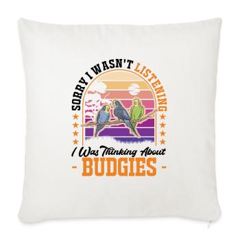 Budgerigar Cadeau Welli Perruche - Housse de coussin décorative 45 x 45 cm - blanc nature - Devant