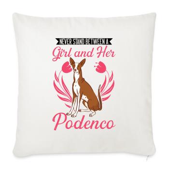 Podenco Girl Lévrier espagnol Ibizan Hound - Housse de coussin décorative 45 x 45 cm - blanc nature - Devant