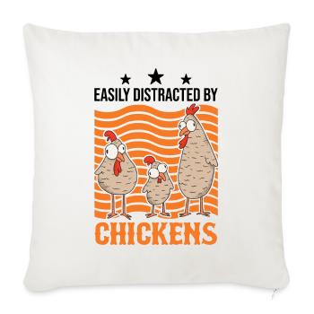 Facilement distrait par Chickens Hühner - Housse de coussin décorative 45 x 45 cm - blanc nature - Devant