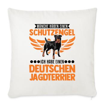 Deutscher Jagdterrier Schutzengel - Sofakissenbezug 45 x 45 cm - Naturweiß  - Vorne