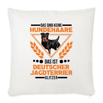 Deutscher Jagdterrier Glitzer - Sofakissenbezug 45 x 45 cm - Naturweiß  - Vorne
