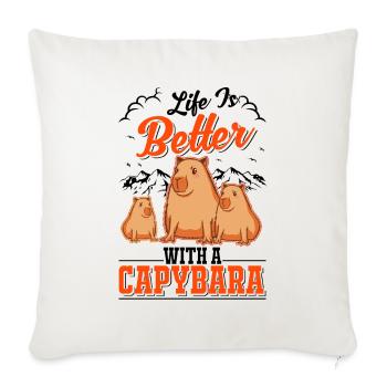 La vie est meilleure avec un Capybara Wasserschwein - Housse de coussin décorative 45 x 45 cm - blanc nature - Devant