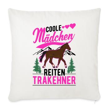 Coole Mädchen reiten Trakehner - Sofakissenbezug 45 x 45 cm - Naturweiß  - Vorne