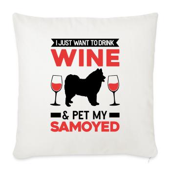 Samoyèdes et vin - Housse de coussin décorative 45 x 45 cm - blanc nature - Devant