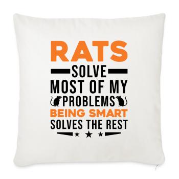 Rats solve most of my problems Ratte - Sofakissenbezug 45 x 45 cm - Naturweiß  - Vorne