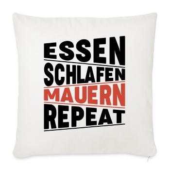 Essen schlafen Mauern Repeat - Sofakissenbezug 45 x 45 cm - Naturweiß  - Vorne