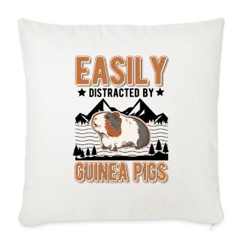 Facilement distrait par les cochons d’Inde Meerschweinchen - Housse de coussin décorative 45 x 45 cm - blanc nature - Devant