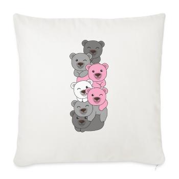 Demigirl Flag Pride LGBTQ Cute Bear Bunch - Sofa pillowcase 17,3'' x 17,3'' (45 x 45 cm) - natural white - Front