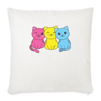 Drapeau pansexuel Fierté pansexuelle LGBTQ chat mignon - Housse de coussin décorative 45 x 45 cm - blanc nature - Devant