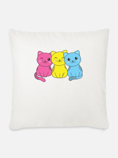 Pansexual Flag Pansexual Pride LGBTQ süße Katze - Sofakissenbezug 45 x 45 cm - Naturweiß