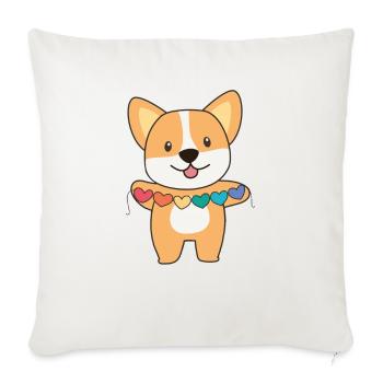 Rainbow Flag Gay Pride LGBTQ Herzen Hund Corgi - Sofakissenbezug 45 x 45 cm - Naturweiß  - Vorne
