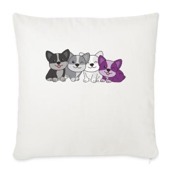 Drapeau asexué Corgi Pride LGBTQ chiens mignons - Housse de coussin décorative 45 x 45 cm - blanc nature - Devant