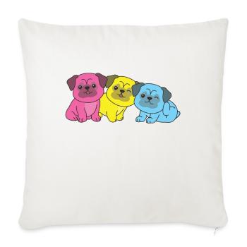 Pansexual Flag Pug Pride LGBTQ cute dogs - Sofa pillowcase 17,3'' x 17,3'' (45 x 45 cm) - natural white - Front