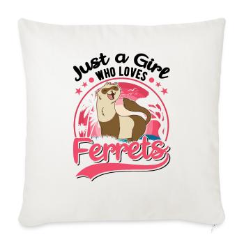 Juste une fille qui aime Les furets Frettchen - Housse de coussin décorative 45 x 45 cm - blanc nature - Devant