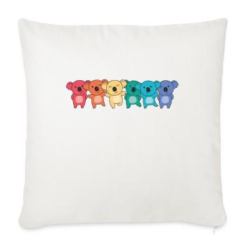 Drapeau arc-en-ciel Gay Pride LGBTQ Koala Doux Koalas - Housse de coussin décorative 45 x 45 cm - blanc nature - Devant