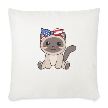 4 juillet chat américain pour enfants mignon chat américain - Housse de coussin décorative 45 x 45 cm - blanc nature - Devant