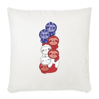 Sloth for the fourth of July USA flag sloths - Sofa pillowcase 17,3'' x 17,3'' (45 x 45 cm) - natural white - Front