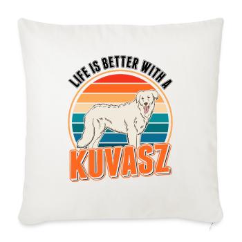 La vie est meilleure avec un chien Kuvasz - Housse de coussin décorative 45 x 45 cm - blanc nature - Devant
