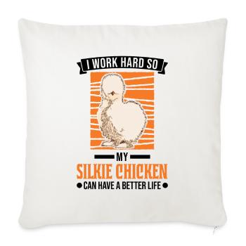 Silk Chicken Cadeau Silkie Chicken Silkie Chicken - Housse de coussin décorative 45 x 45 cm - blanc nature - Devant